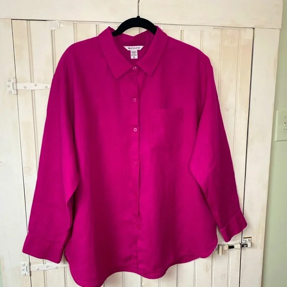 Athleta Retreat Linen Top Iceland Pink Size XL Oversized - Picture 1 of 12